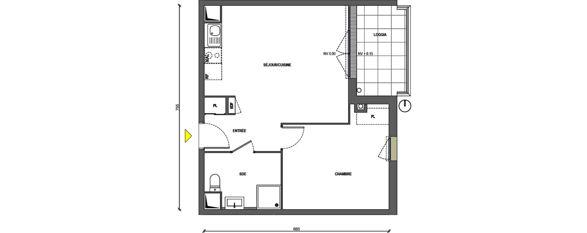 Appartement T2 de 44,60 m2 &agrave; Nemours Centre
