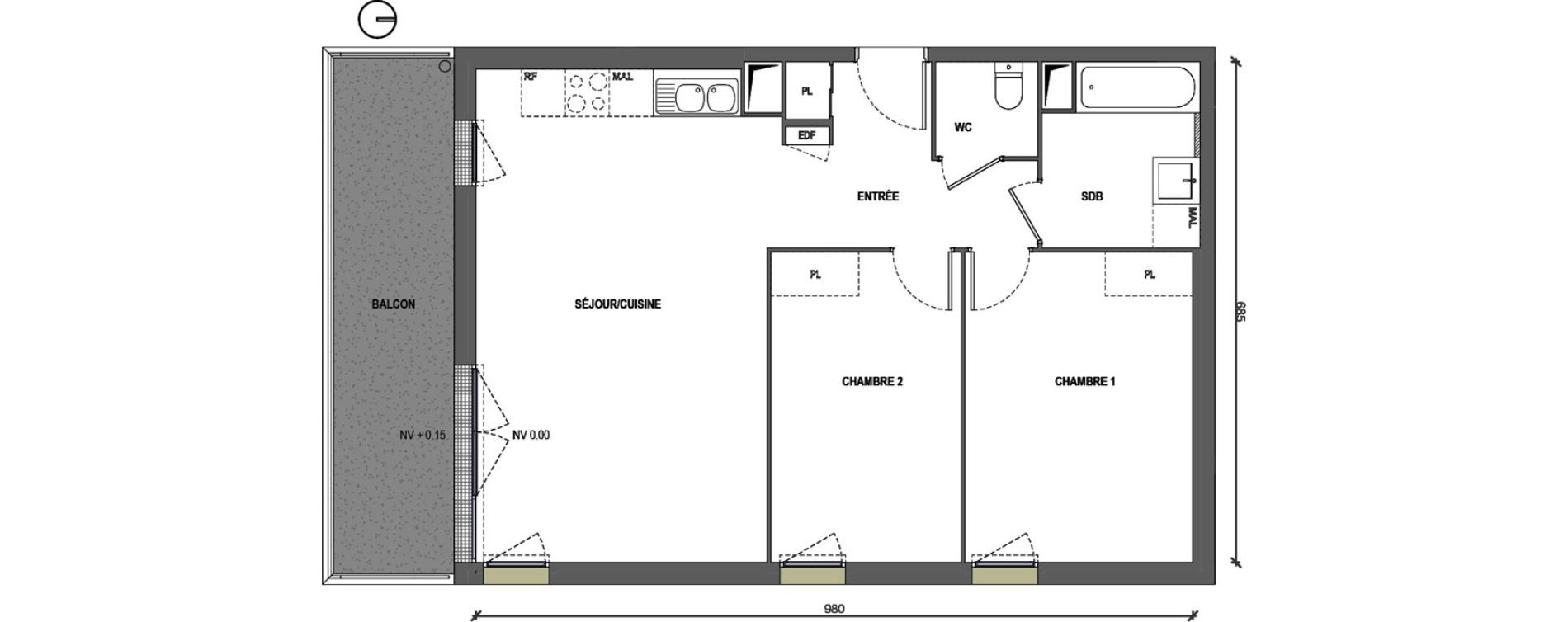 Appartement T3 de 65,15 m2 &agrave; Nemours Centre