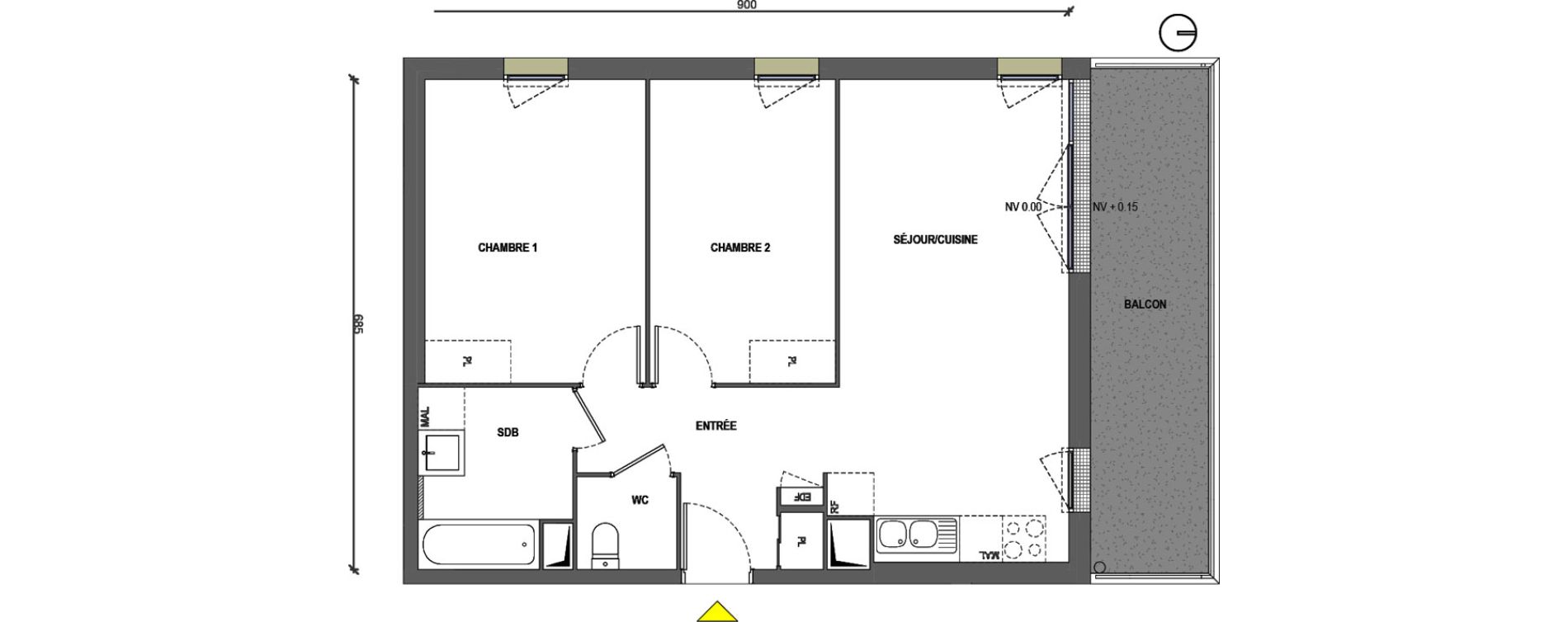 Appartement T3 de 59,68 m2 &agrave; Nemours Centre