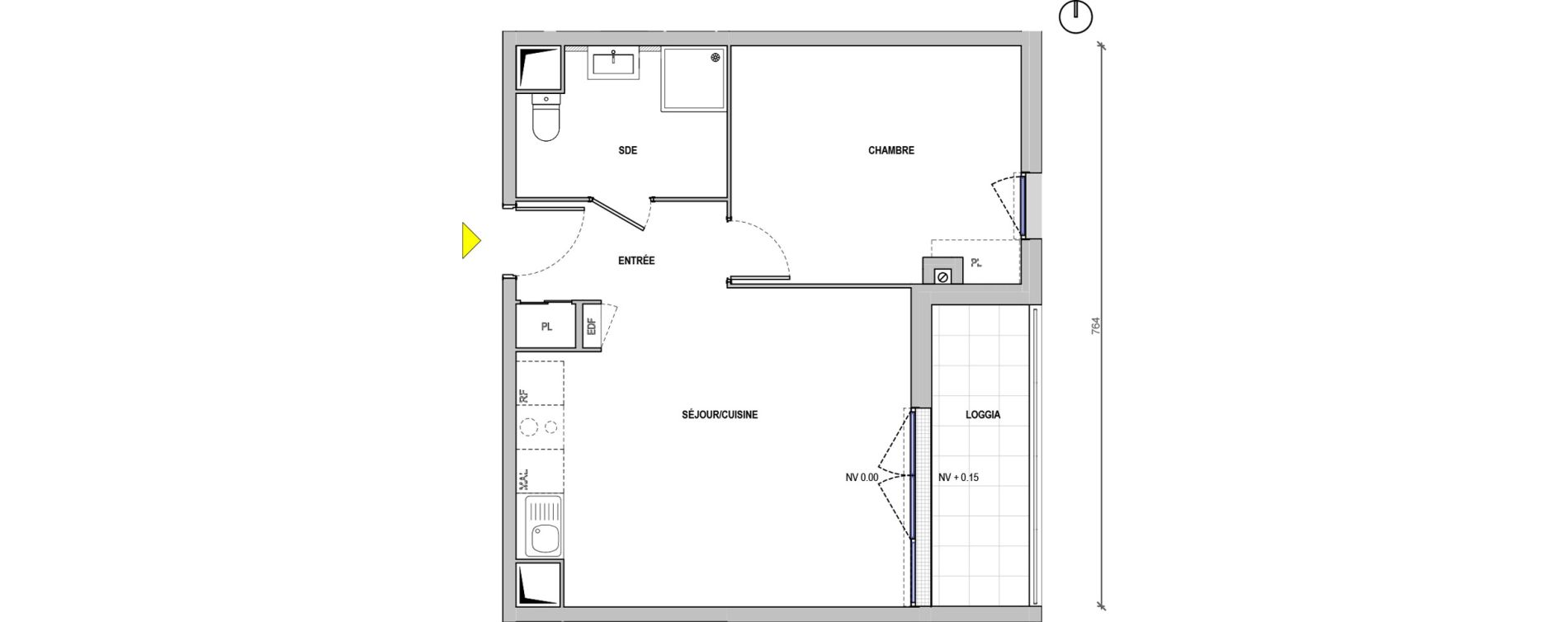 Appartement T2 de 44,24 m2 &agrave; Nemours Centre