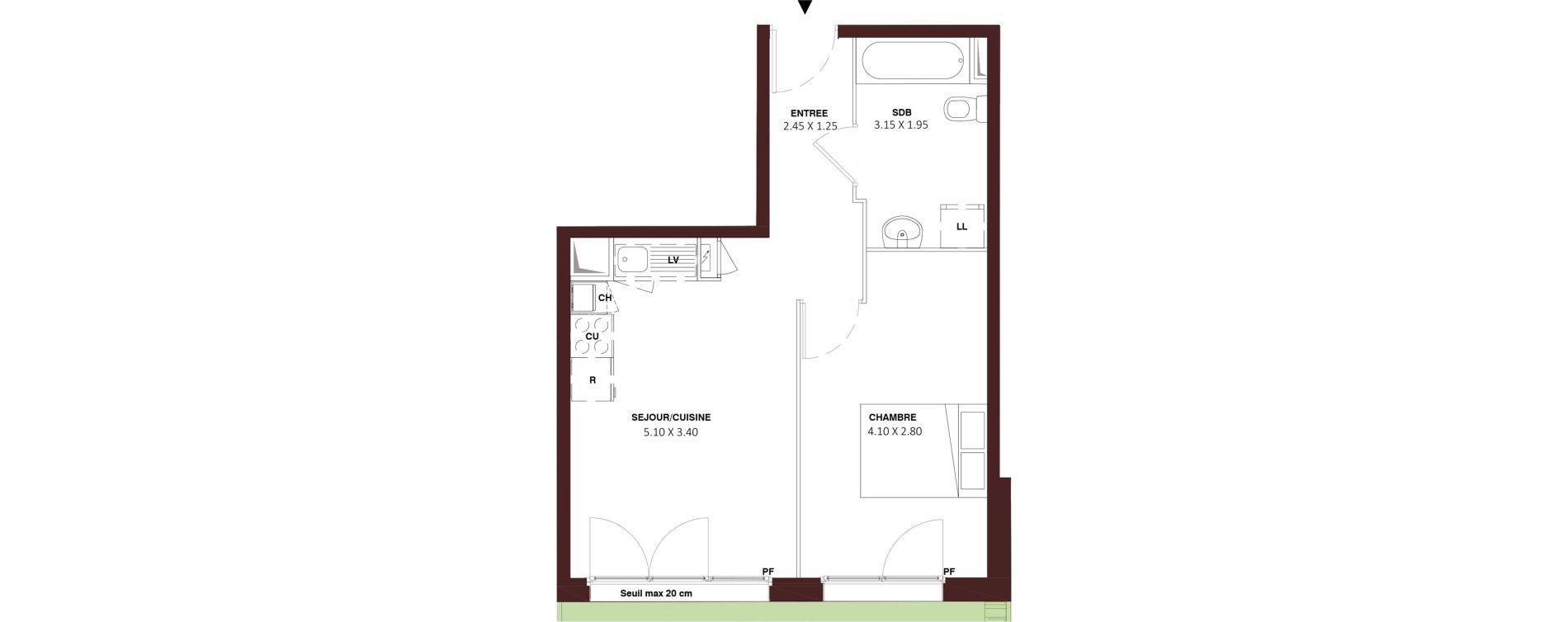 Appartement T2 de 40,20 m2 &agrave; Nemours Rive du loing