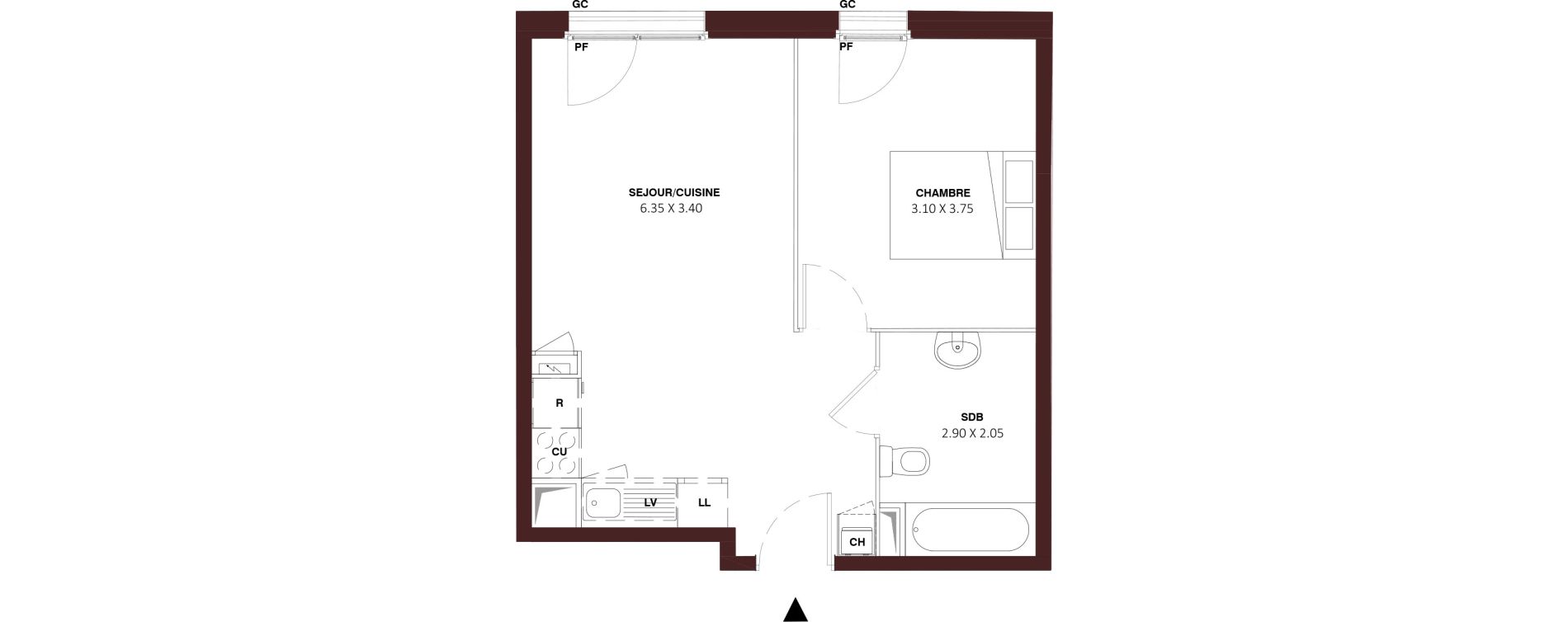 Appartement T2 de 41,90 m2 &agrave; Nemours Rive du loing