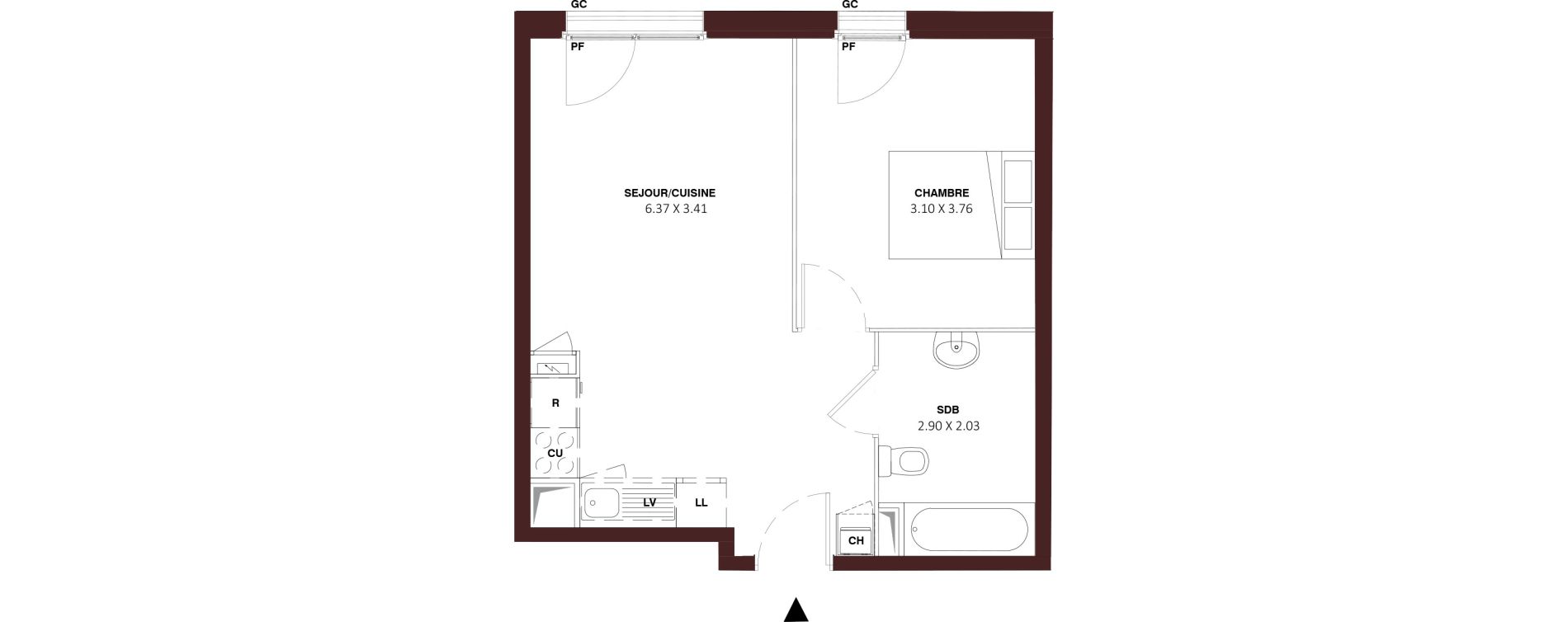 Appartement T2 de 41,90 m2 &agrave; Nemours Rive du loing