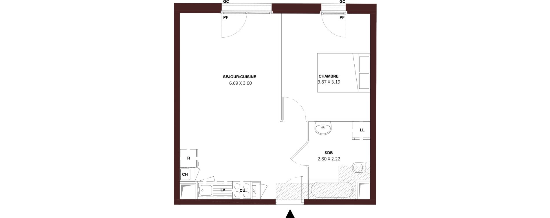 Appartement T2 de 44,20 m2 &agrave; Nemours Rive du loing