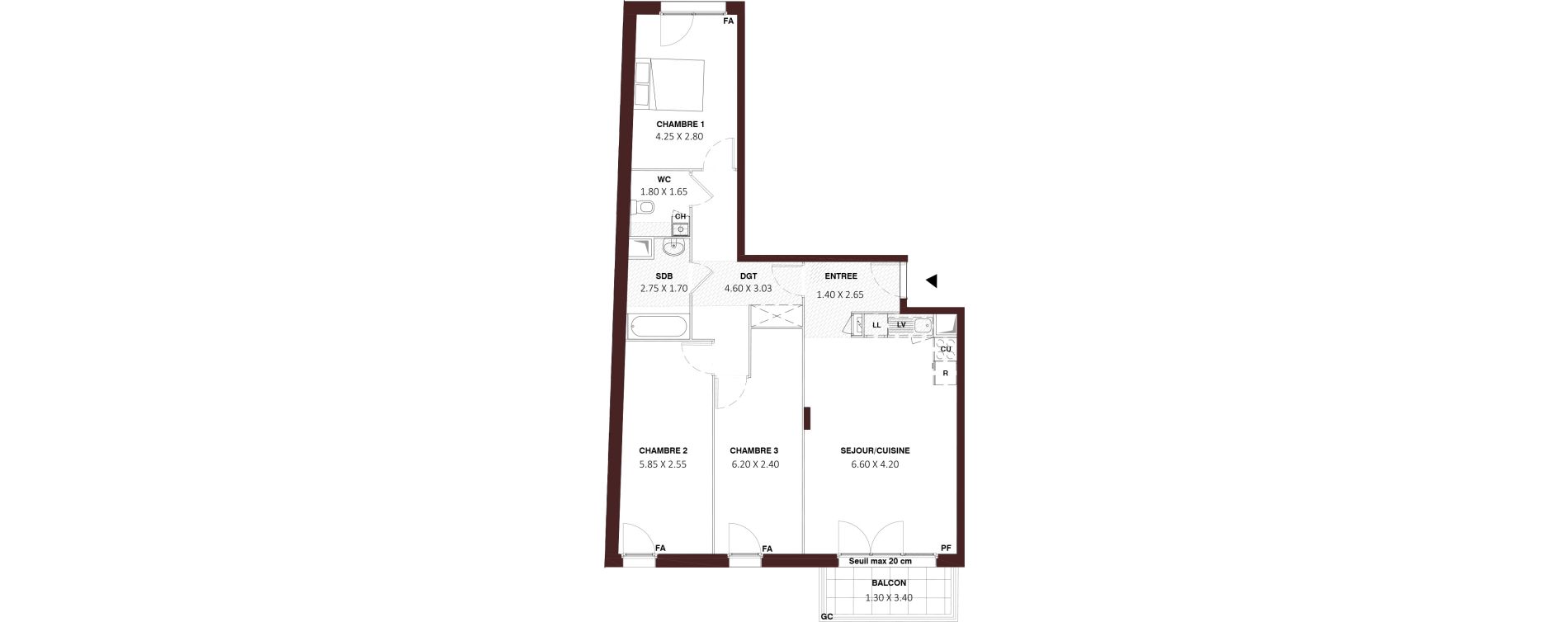 Appartement T4 de 87,95 m2 &agrave; Nemours Rive du loing