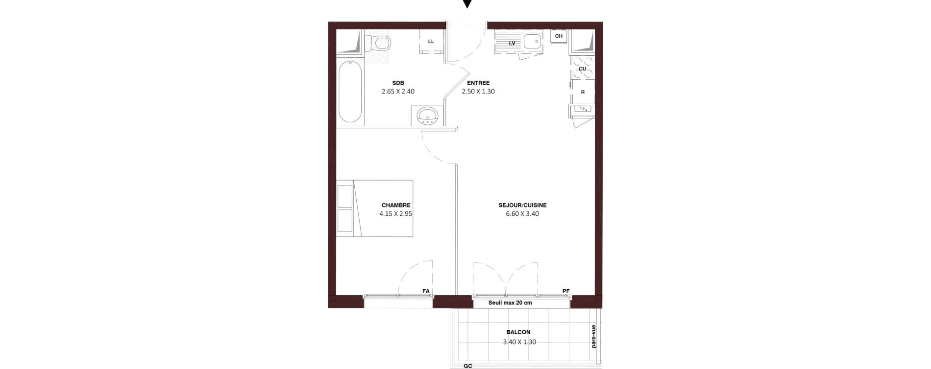 Appartement T2 de 40,55 m2 &agrave; Nemours Rive du loing