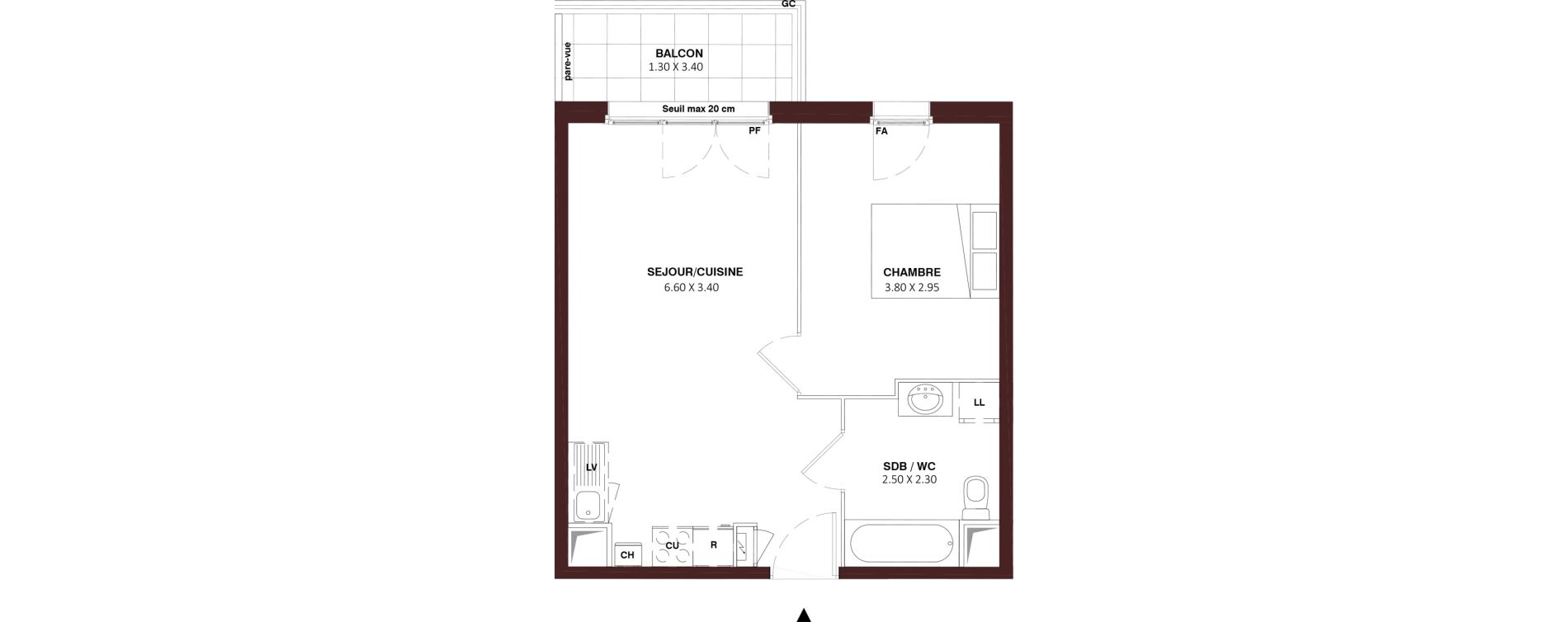 Appartement T2 de 40,60 m2 &agrave; Nemours Rive du loing