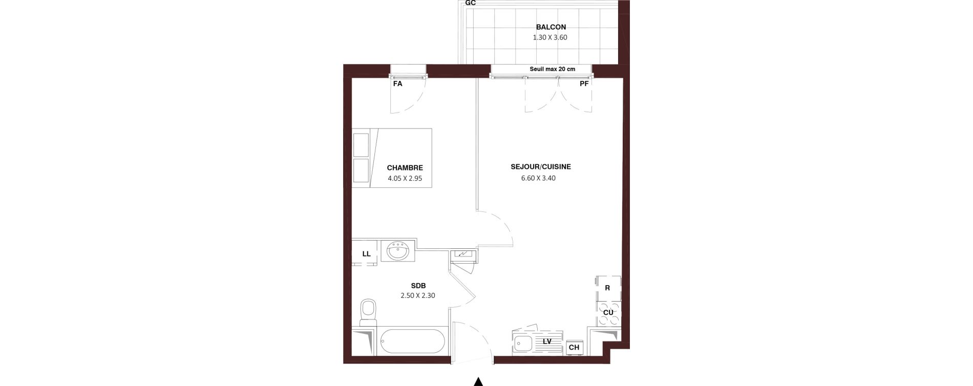 Appartement T2 de 40,50 m2 &agrave; Nemours Rive du loing