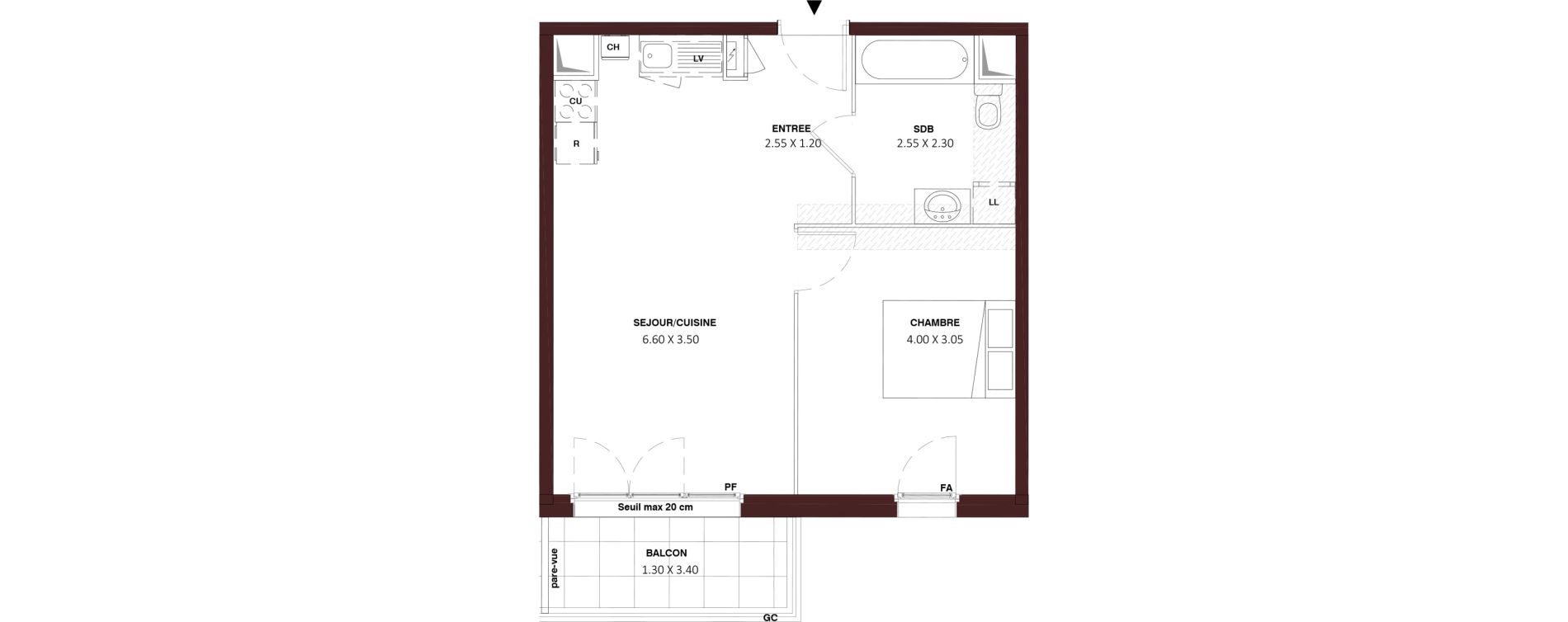 Appartement T2 de 42,10 m2 &agrave; Nemours Rive du loing