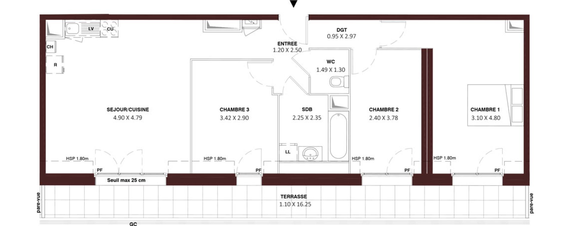 Appartement T4 de 76,10 m2 &agrave; Nemours Rive du loing