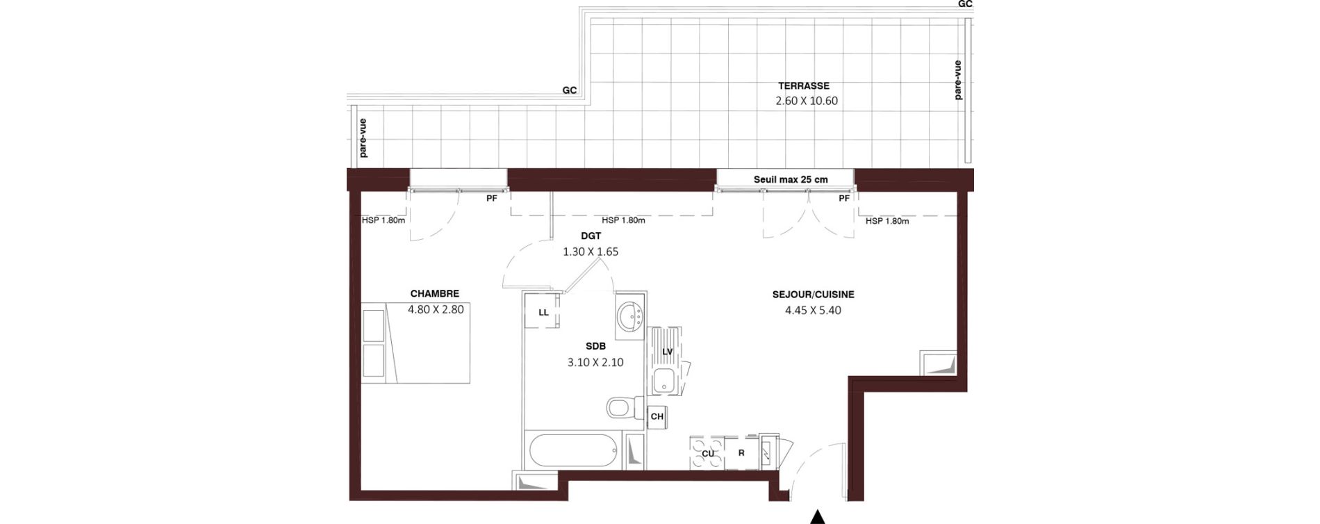 Appartement T2 de 44,90 m2 &agrave; Nemours Rive du loing