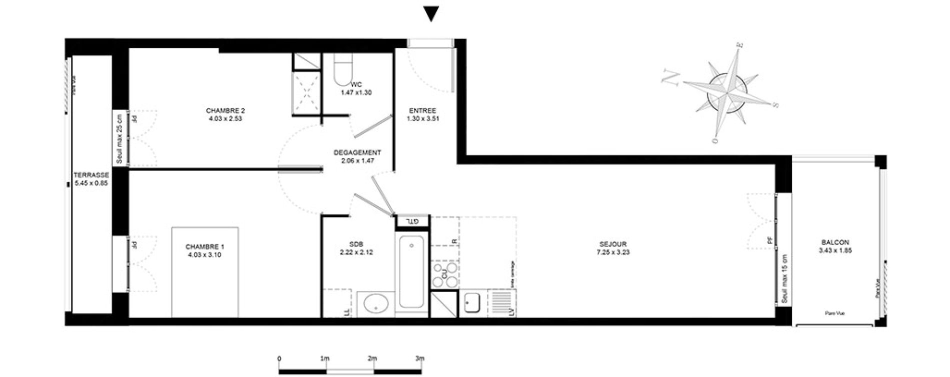 Appartement T3 de 58,70 m2 &agrave; Noisiel Le luzard