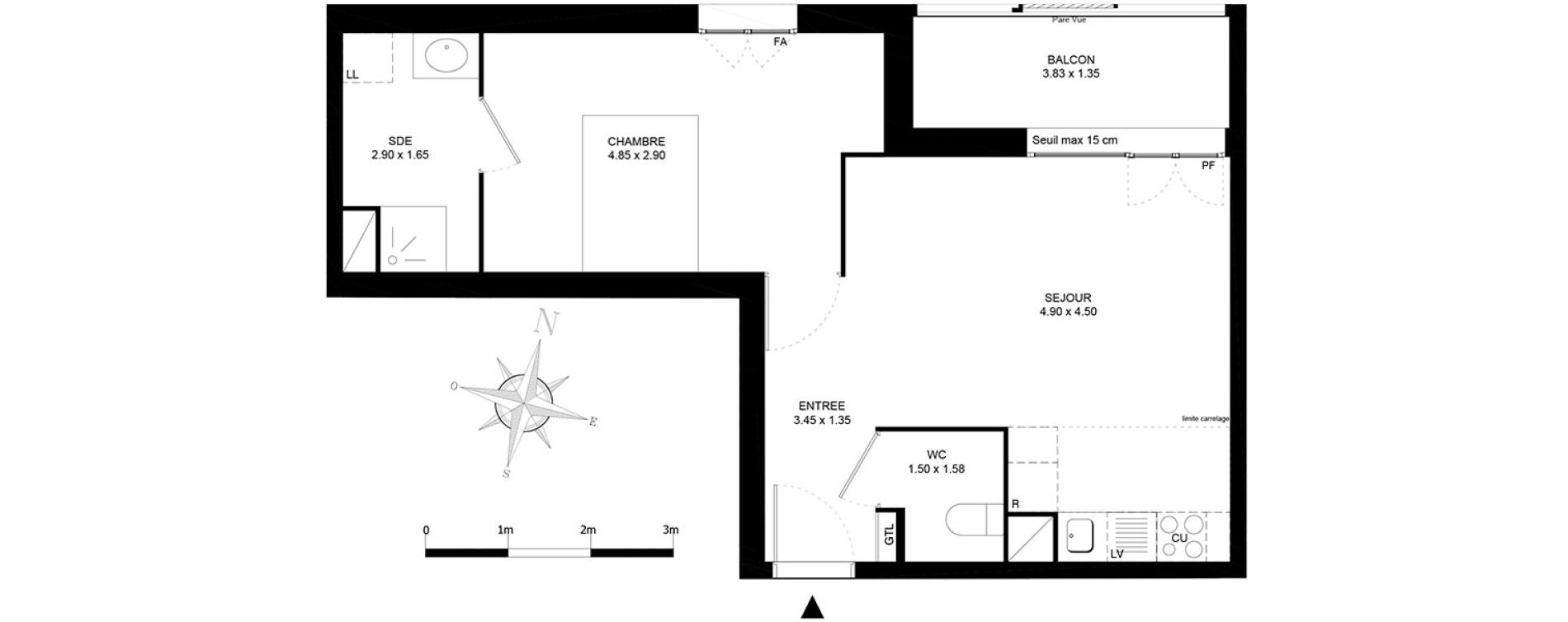 Appartement T2 De 43 M2 3eme Etage N Central Garden Noisiel Ref 119