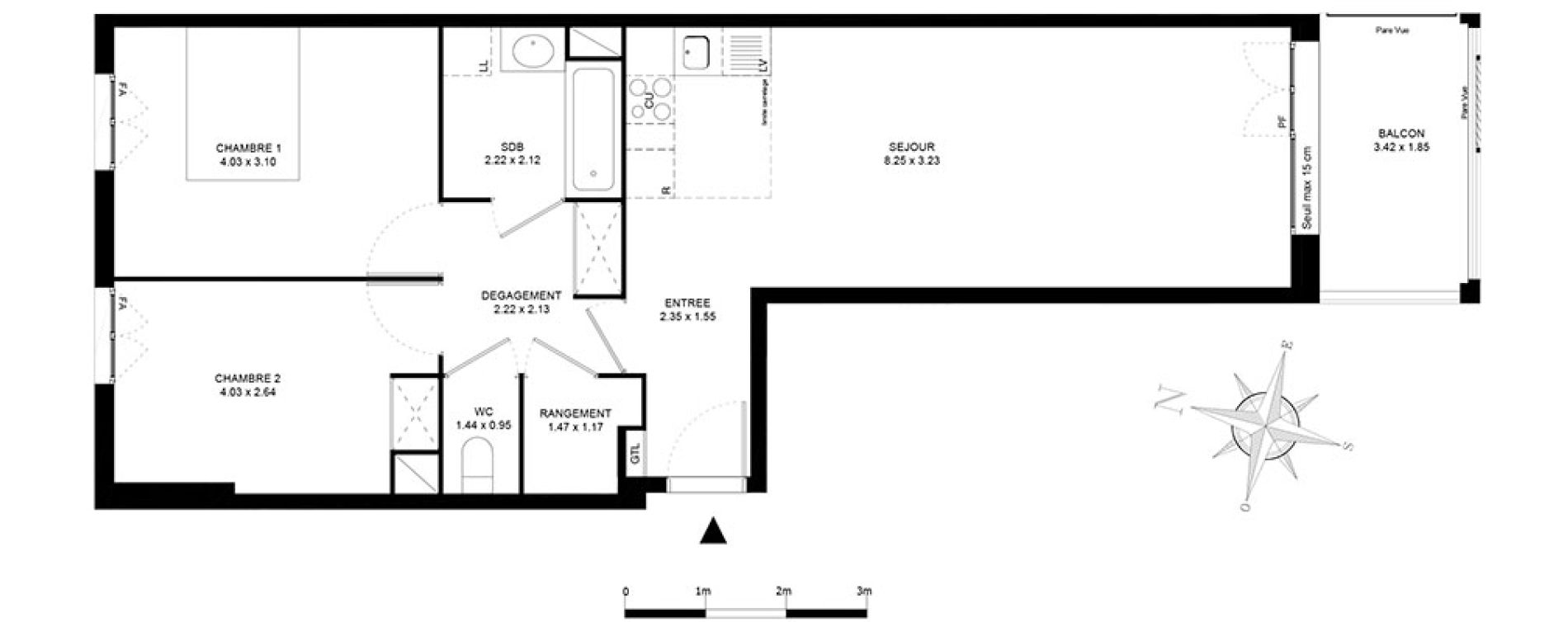 Appartement T3 de 65,00 m2 &agrave; Noisiel Le luzard