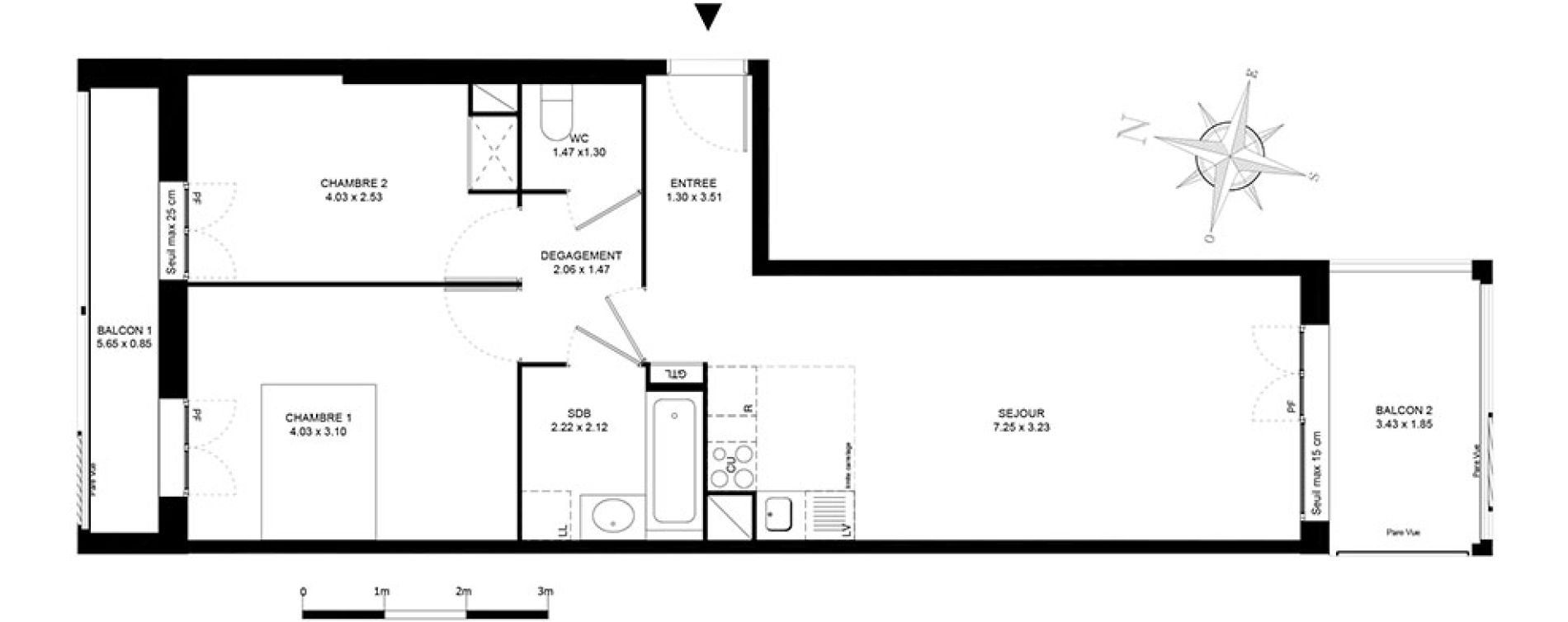 Appartement T3 de 59,50 m2 &agrave; Noisiel Le luzard