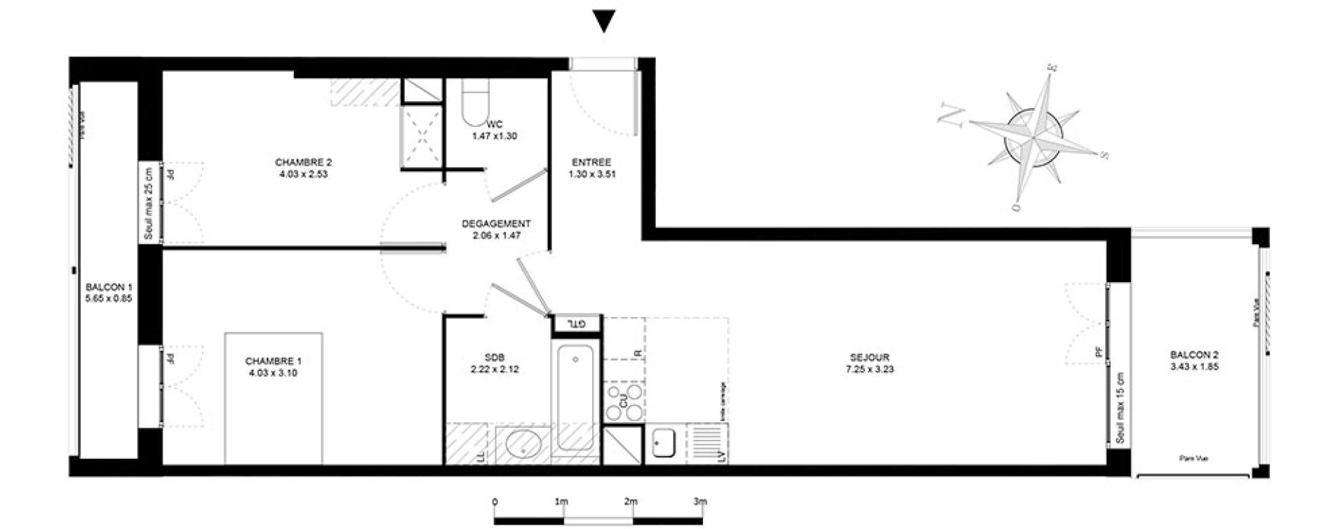 Appartement T3 de 59,50 m2 &agrave; Noisiel Le luzard