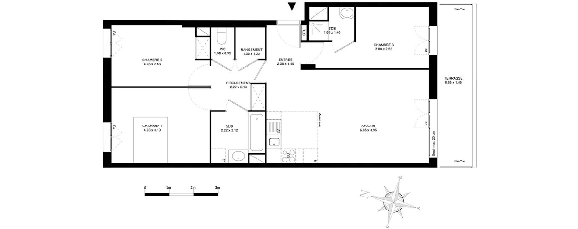 Appartement T4 de 74,10 m2 &agrave; Noisiel Le luzard