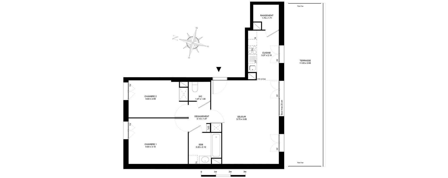 Appartement T3 de 64,60 m2 &agrave; Noisiel Le luzard