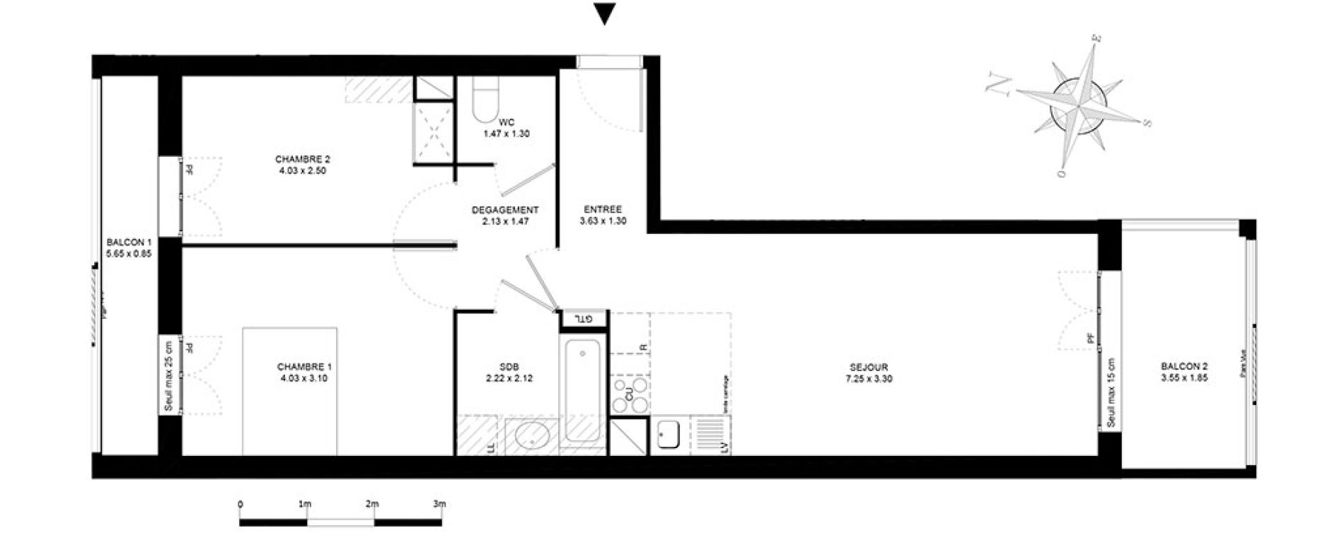 Appartement T3 de 59,50 m2 &agrave; Noisiel Le luzard