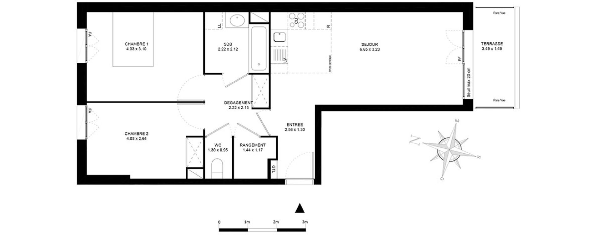 Appartement T3 de 60,20 m2 &agrave; Noisiel Le luzard