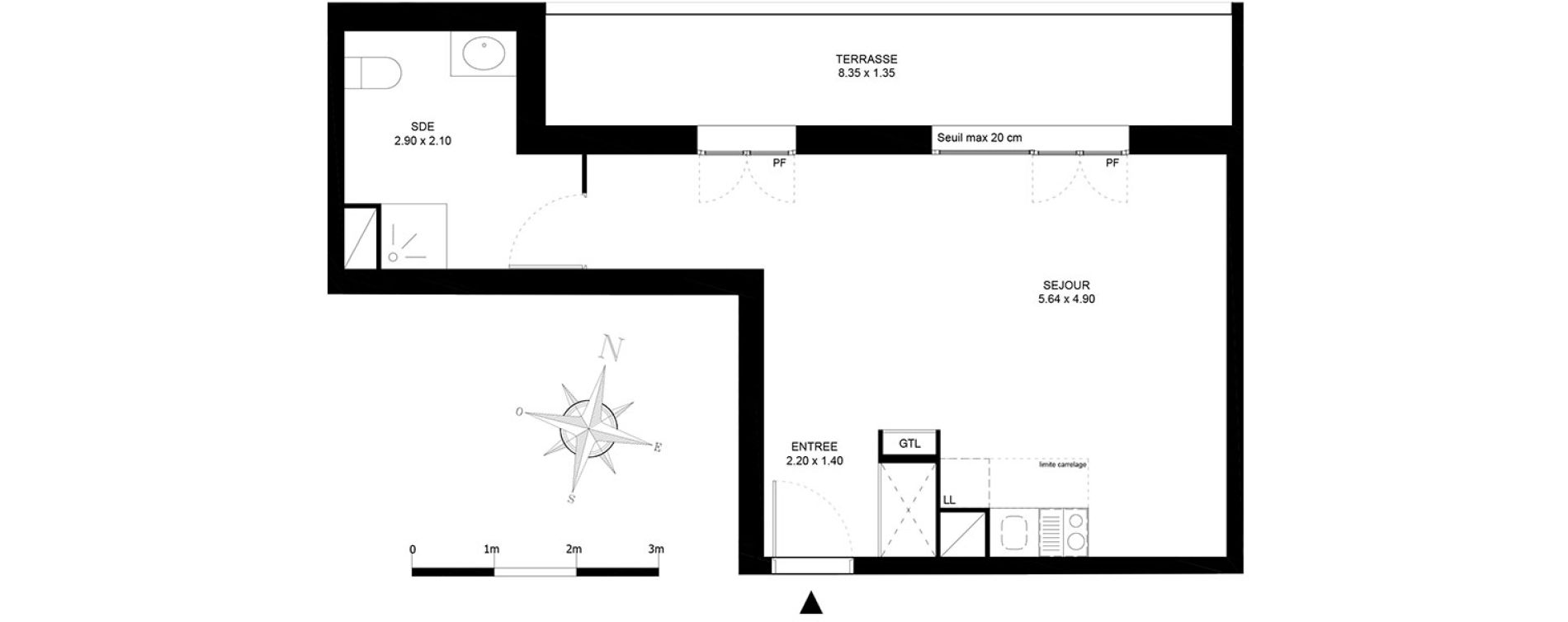 Appartement T1 de 36,80 m2 &agrave; Noisiel Le luzard