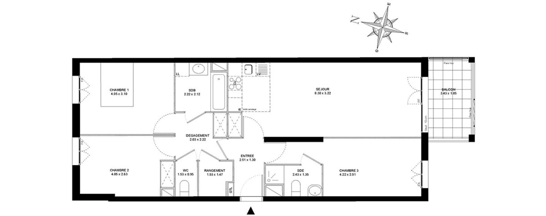 Appartement T4 de 81,20 m2 &agrave; Noisiel Le luzard