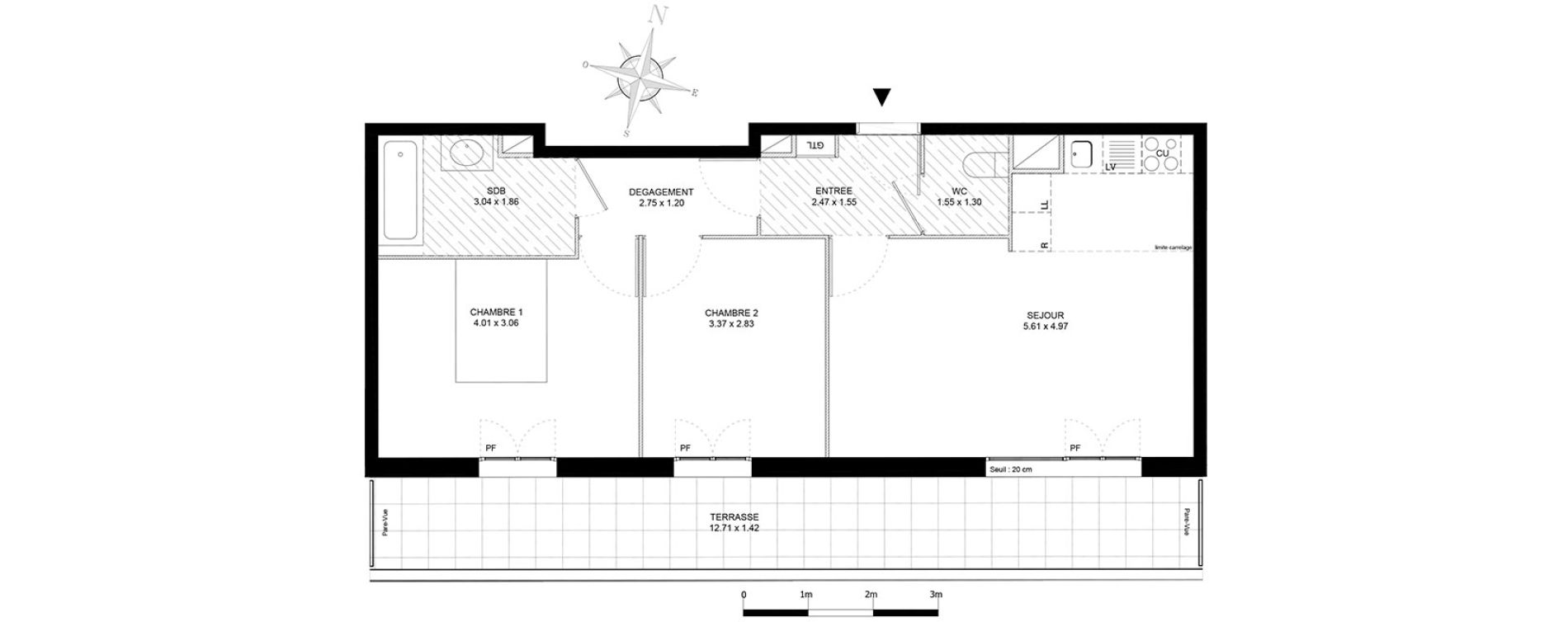 Appartement T3 de 59,00 m2 &agrave; Noisiel Le luzard