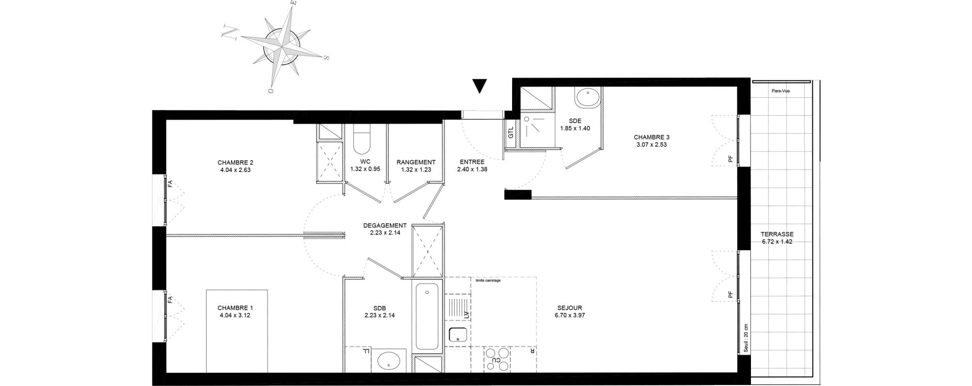 Appartement T4 de 76,20 m2 &agrave; Noisiel Le luzard