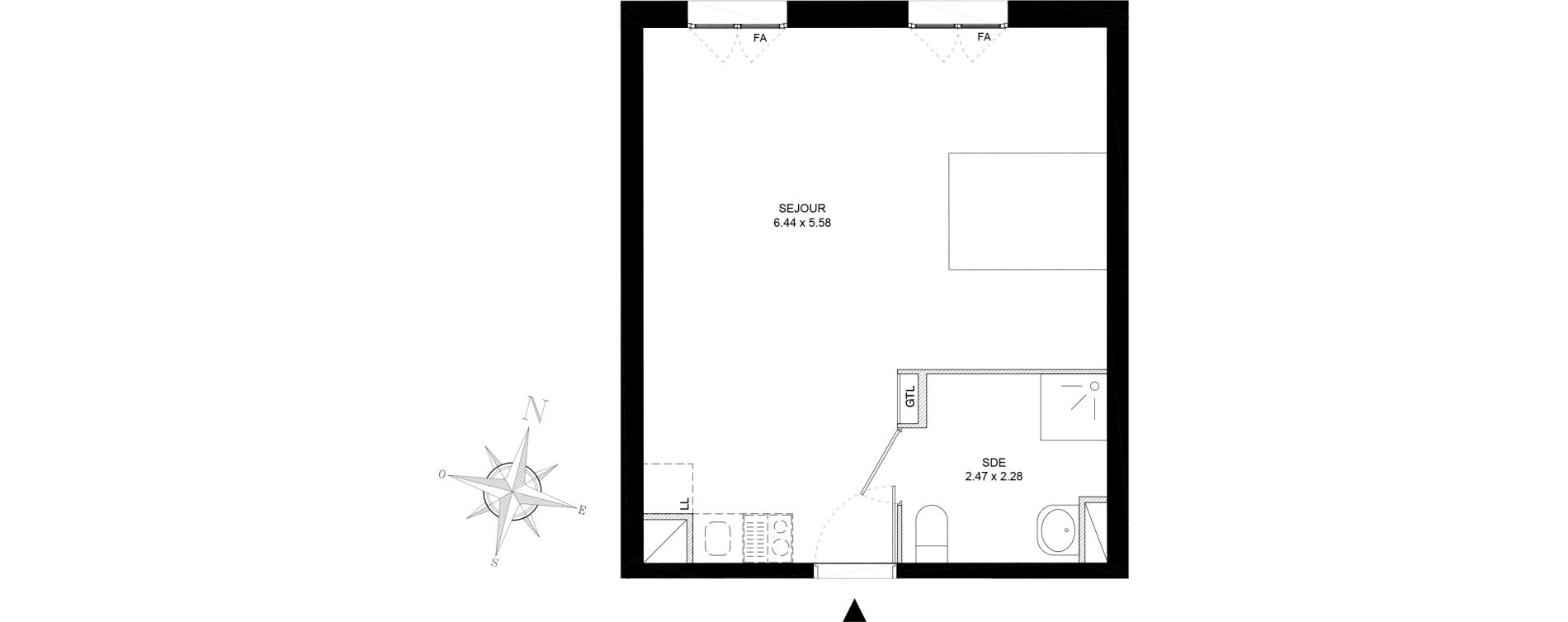Appartement T1 de 34,90 m2 &agrave; Noisiel Le luzard