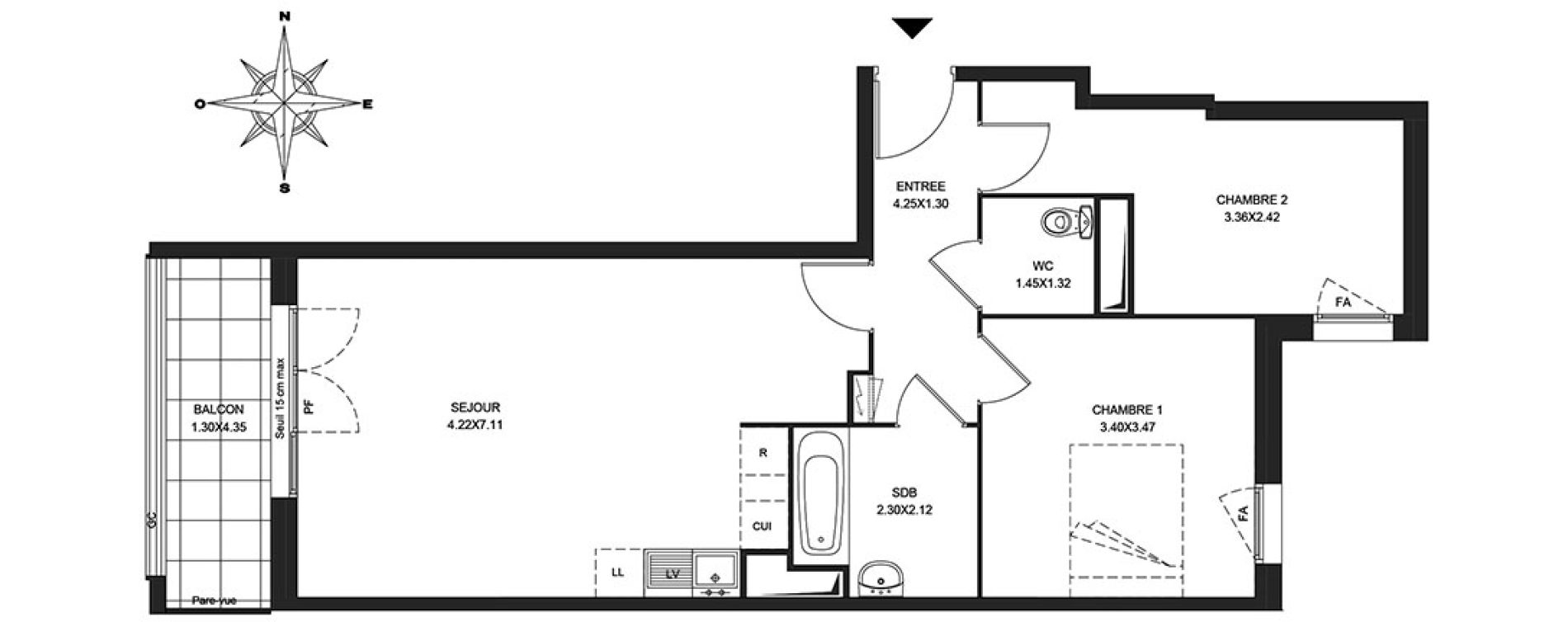 Appartement T3 de 61,93 m2 &agrave; Noisiel Le luzard
