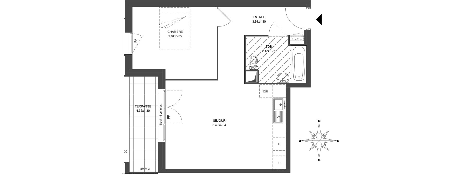 Appartement T2 de 46,51 m2 &agrave; Noisiel Le luzard