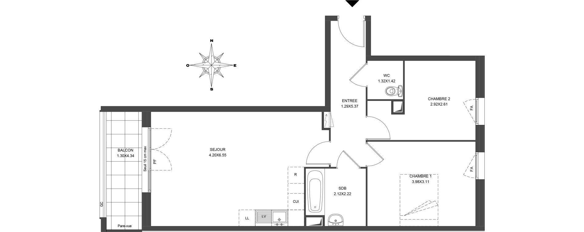 Appartement T3 de 60,36 m2 &agrave; Noisiel Le luzard