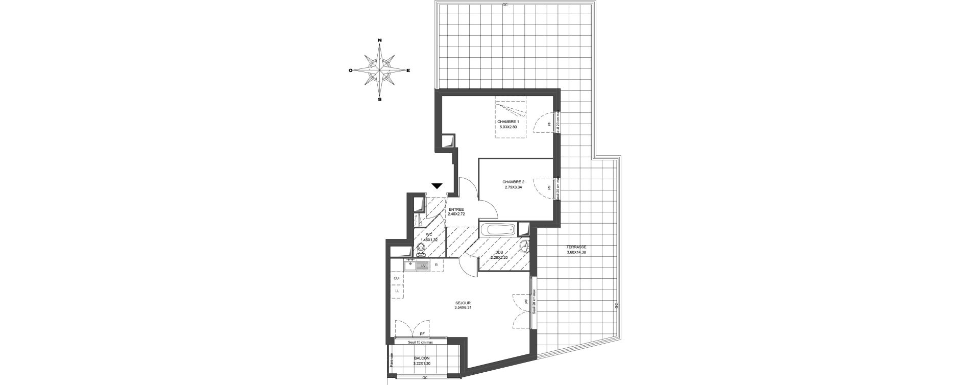 Appartement T3 de 60,16 m2 &agrave; Noisiel Le luzard