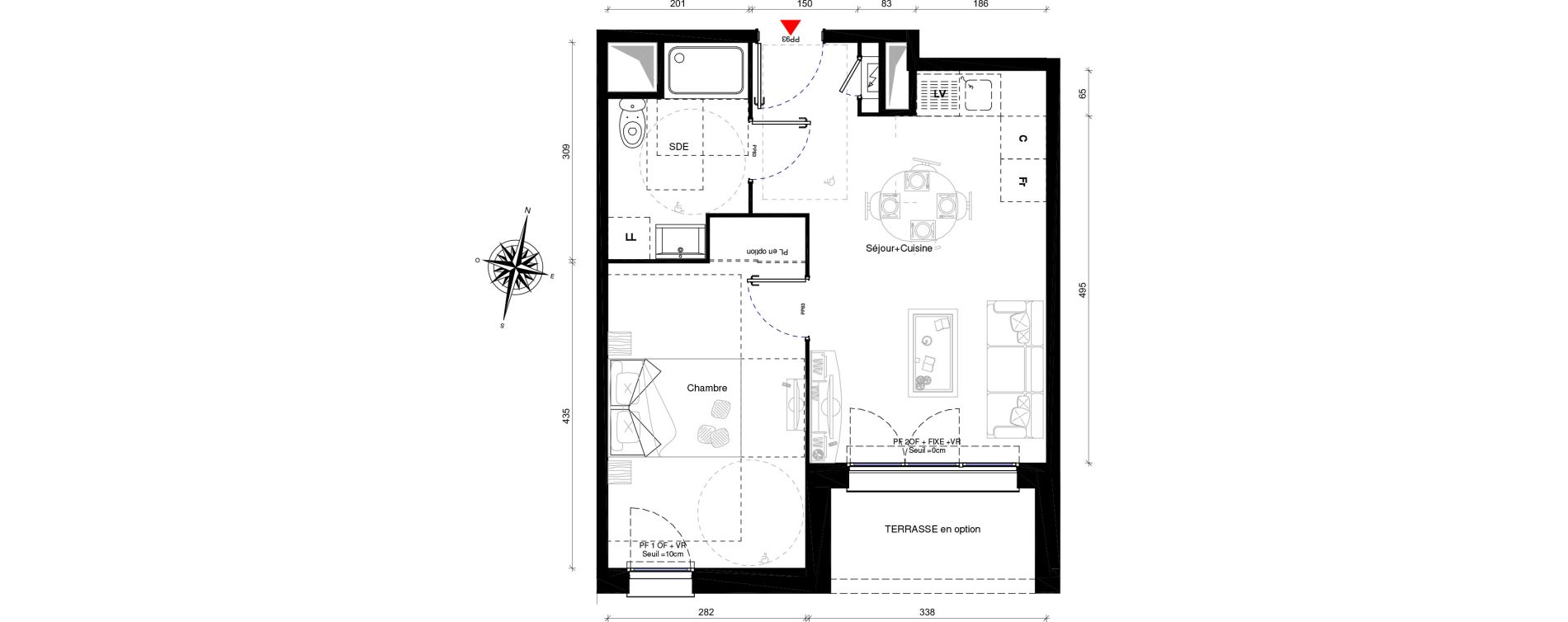Appartement T2 de 39,10 m2 &agrave; Othis Centre