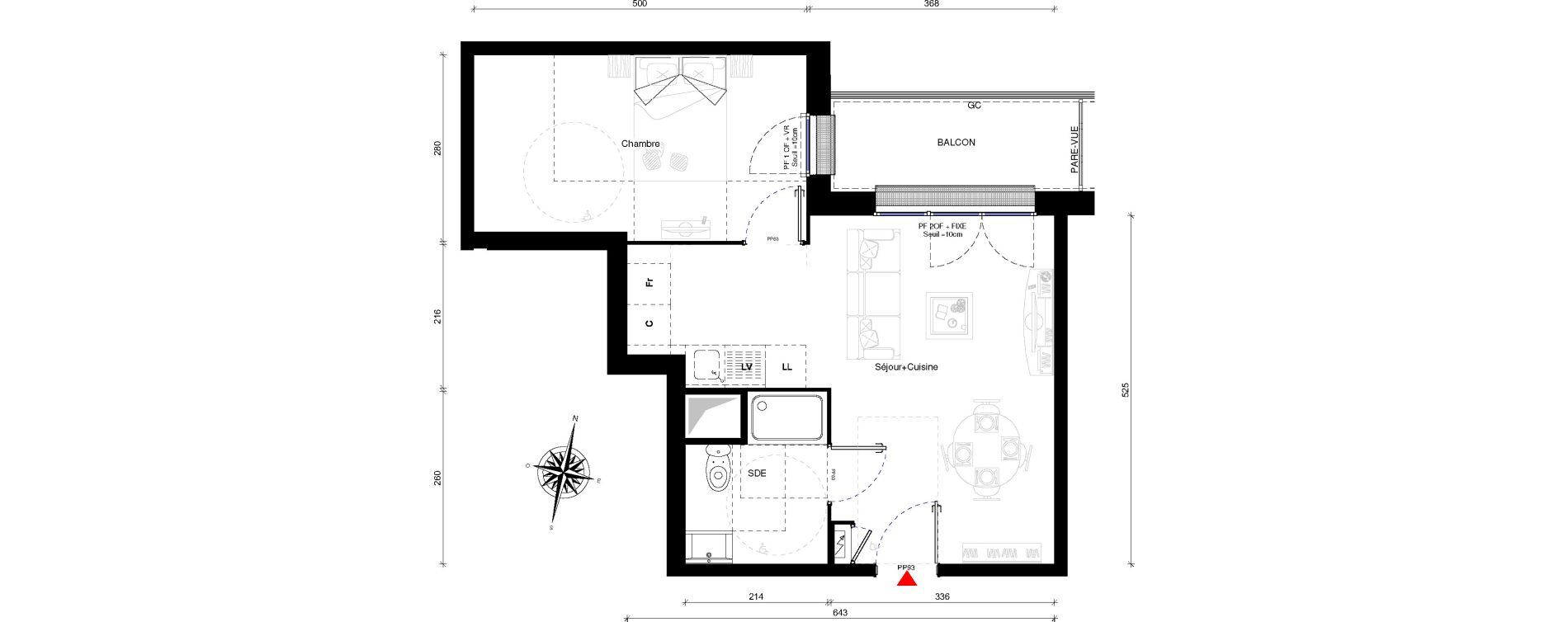 Appartement T2 de 42,20 m2 &agrave; Othis Centre