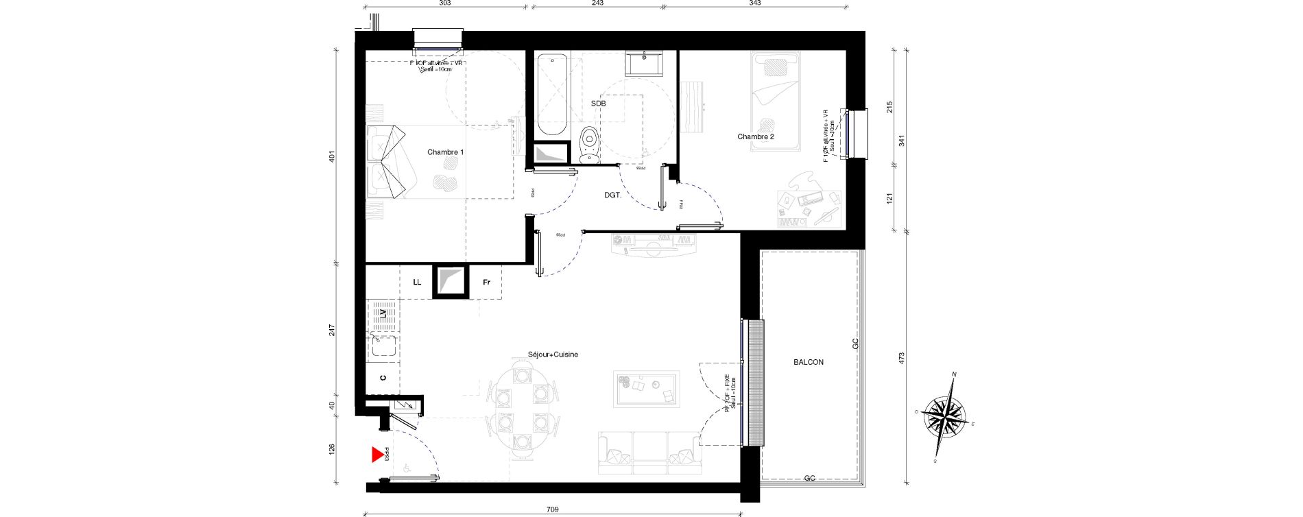 Appartement T3 de 61,70 m2 &agrave; Othis Centre