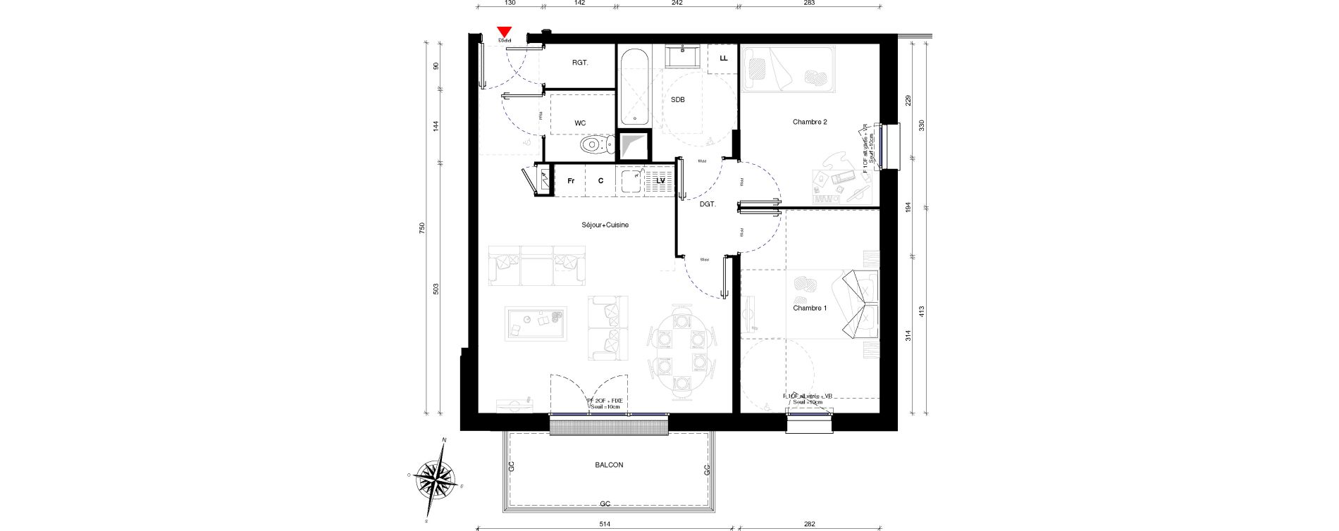 Appartement T3 de 58,30 m2 &agrave; Othis Centre