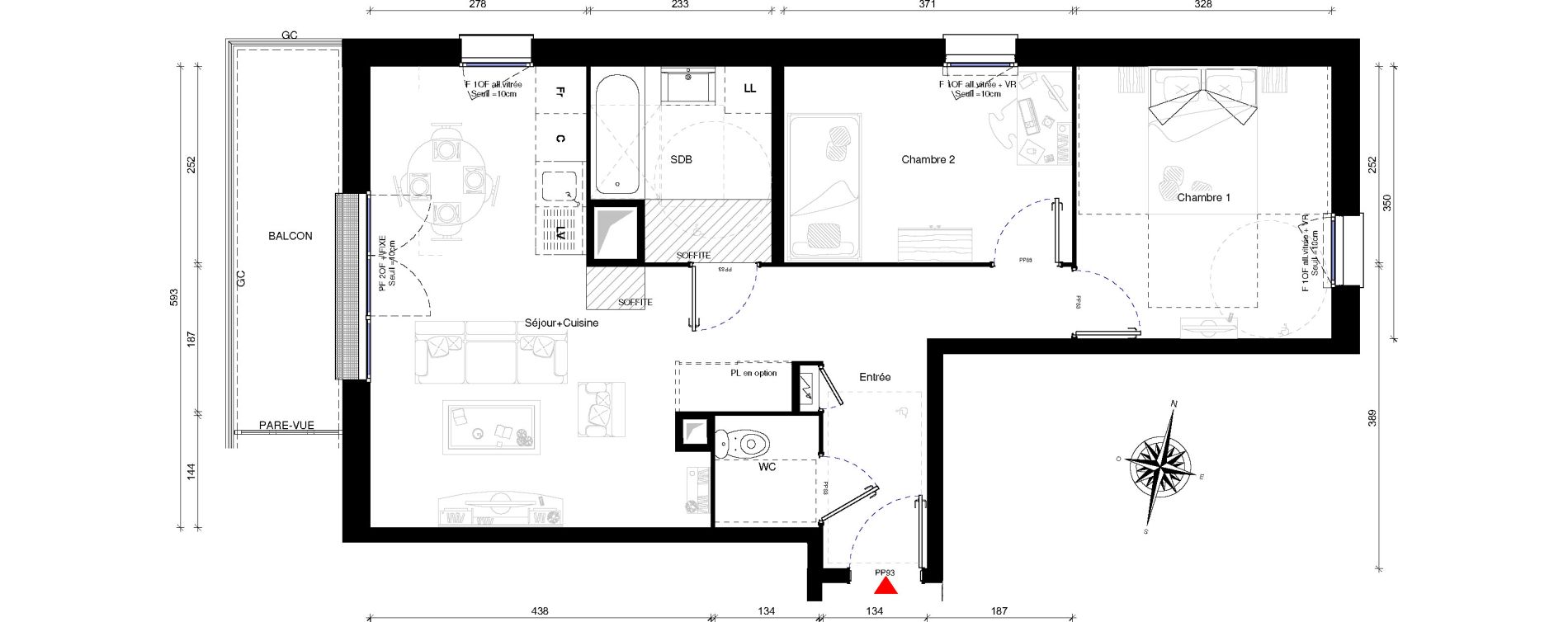 Appartement T3 de 59,10 m2 &agrave; Othis Centre
