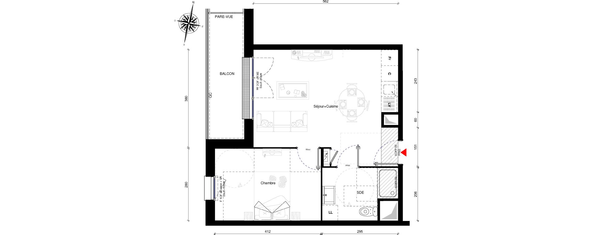 Appartement T2 de 39,80 m2 &agrave; Othis Centre