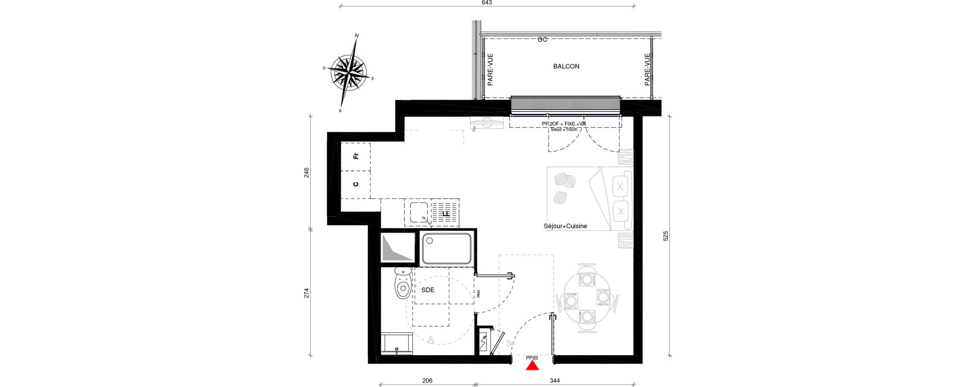 Appartement T1 de 29,10 m2 &agrave; Othis Centre