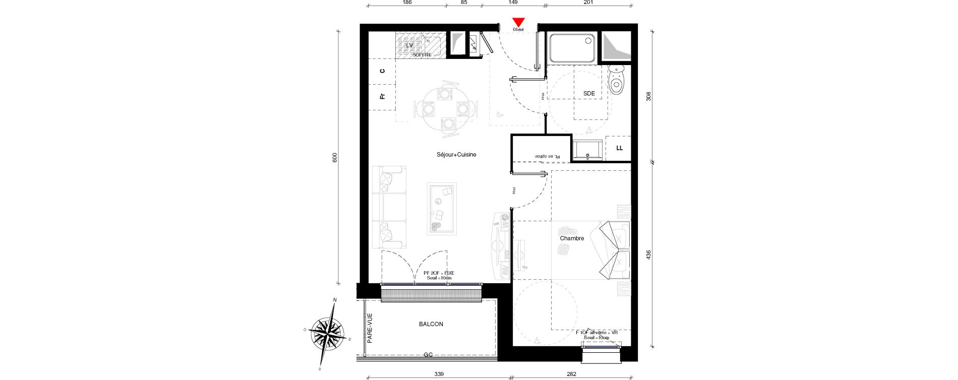 Appartement T2 de 40,10 m2 &agrave; Othis Centre