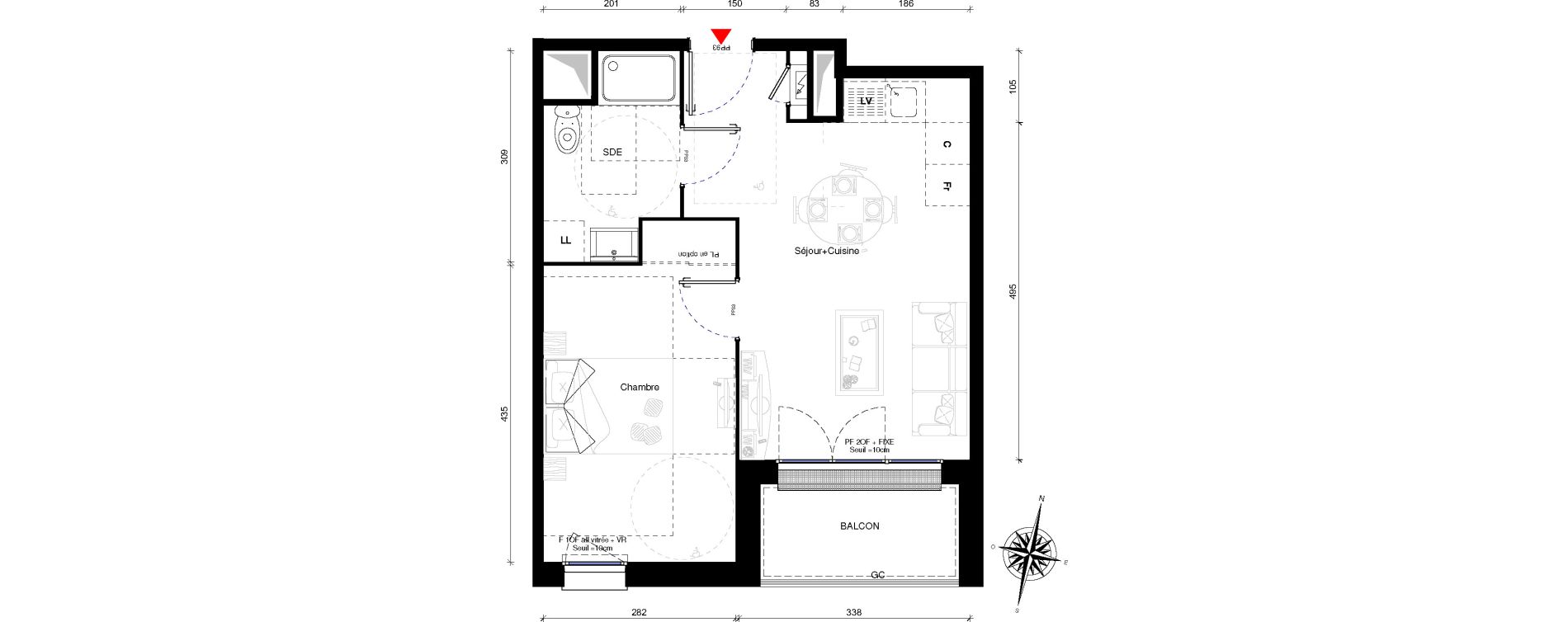 Appartement T2 de 39,10 m2 &agrave; Othis Centre