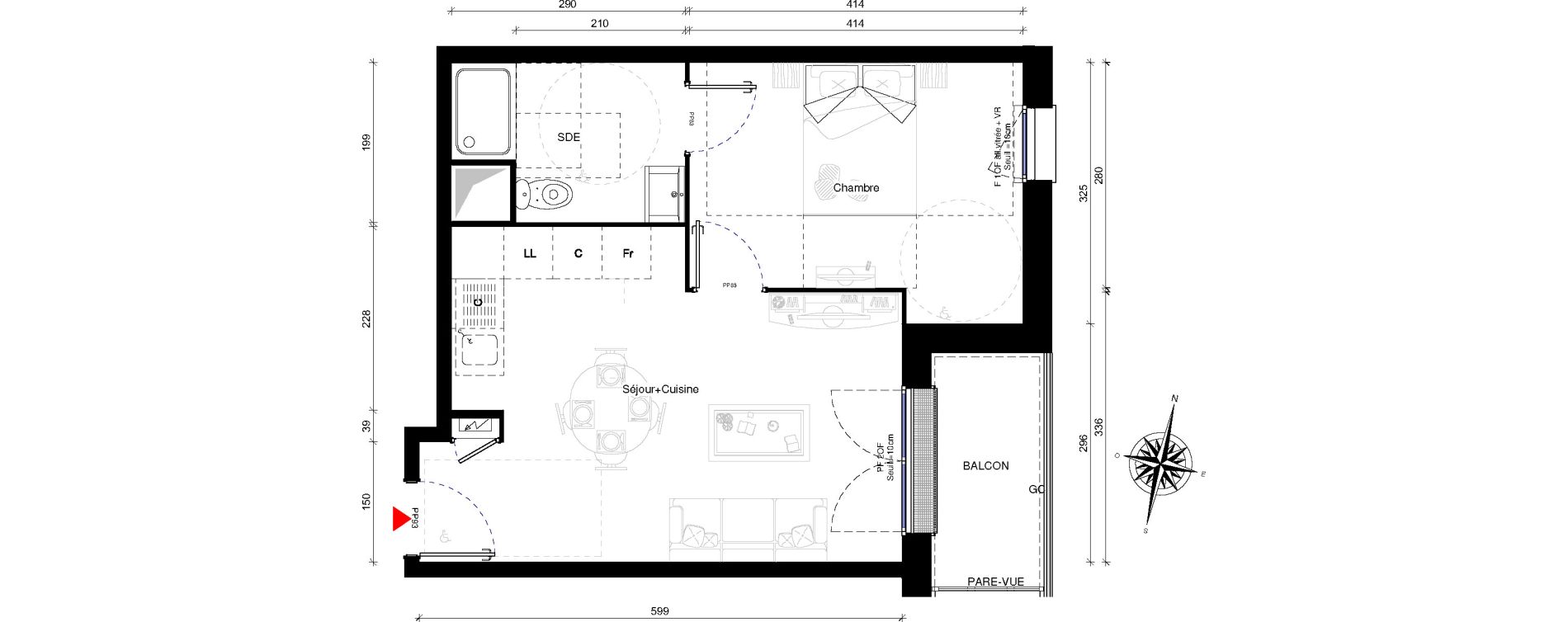 Appartement T2 de 38,90 m2 &agrave; Othis Centre