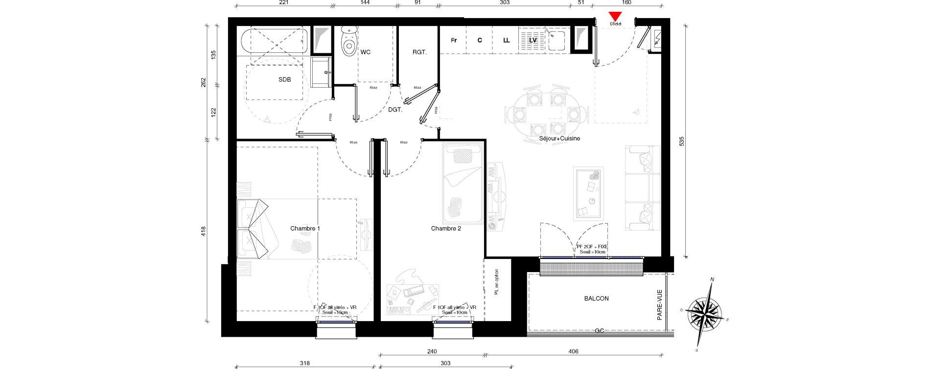 Appartement T3 de 59,60 m2 &agrave; Othis Centre