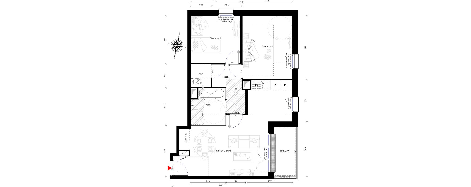 Appartement T3 de 59,30 m2 &agrave; Othis Centre
