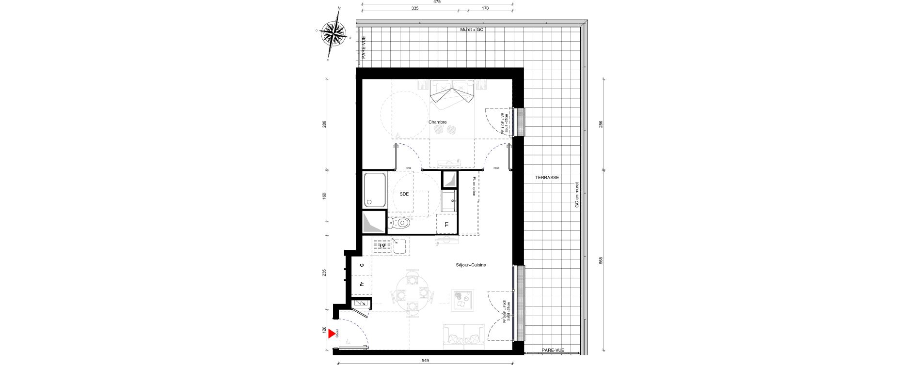 Appartement T2 de 40,70 m2 &agrave; Othis Centre