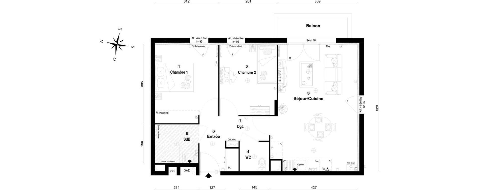 Appartement T3 de 58,90 m2 &agrave; Othis Centre