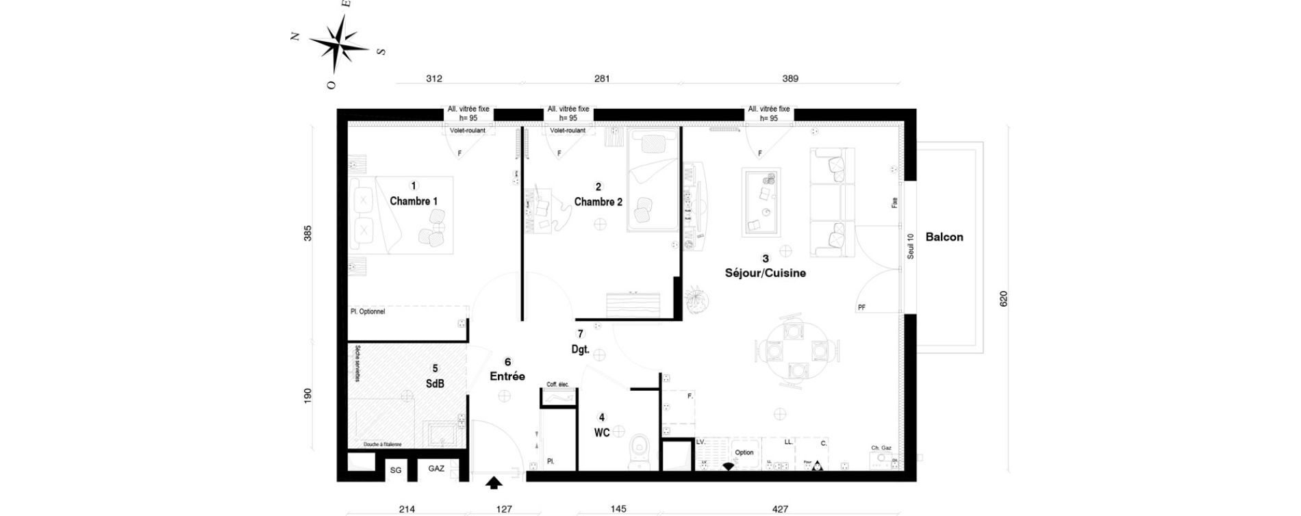 Appartement T3 de 58,90 m2 &agrave; Othis Centre