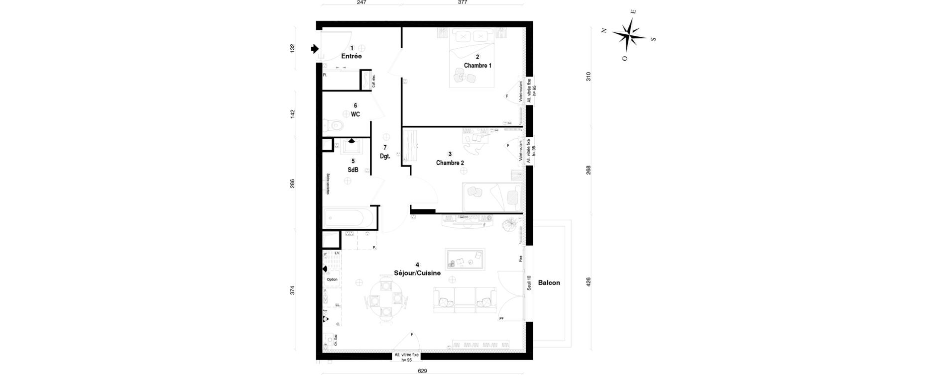 Appartement T3 de 61,80 m2 &agrave; Othis Centre