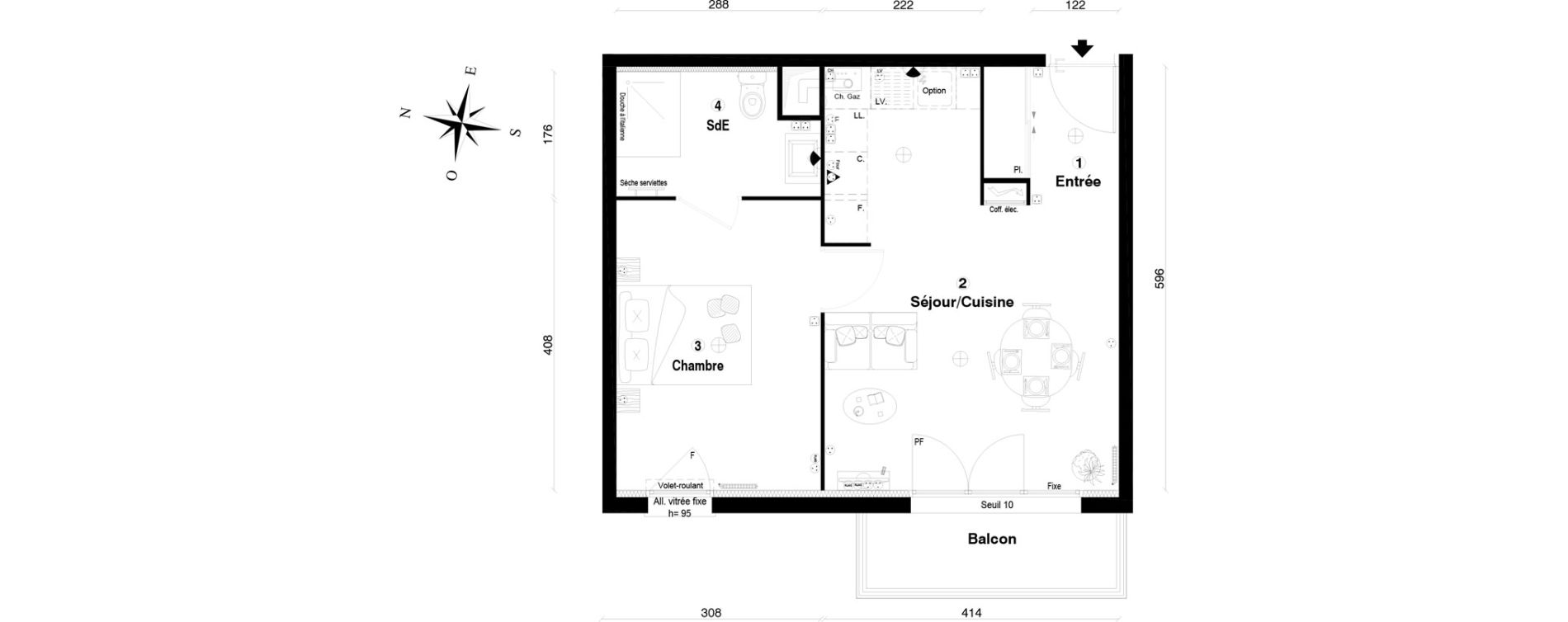 Appartement T2 de 40,60 m2 &agrave; Othis Centre